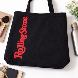 Rolling Stone Canvas Tote Bag – Black w/ Red Logo | Large Shopper Carryall